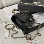 CC SMALL 17 FLAP BAG IN BLACK CALFSKIN WITH STRAP - Image 4