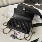 CC SMALL 17 FLAP BAG IN BLACK CALFSKIN WITH STRAP - Image 3