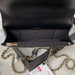 CC SMALL 17 FLAP BAG IN BLACK CALFSKIN WITH STRAP - Image 8