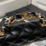 CC SMALL 17 FLAP BAG IN BLACK CALFSKIN WITH STRAP - Image 6