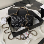 CC SMALL 17 FLAP BAG IN BLACK CALFSKIN WITH STRAP - Image 2