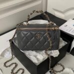 CC MINI 17 CLUTCH WITH STRAP IN DARK GREY CALFSKIN - Image 2