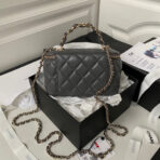 CC MINI 17 CLUTCH WITH STRAP IN DARK GREY CALFSKIN - Image 3