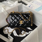 CC MINI 19 FLAP BAG IN BLACK CALFSKIN GOLD HARDWARE - Image 2