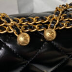 CC MINI 19 FLAP BAG IN BLACK CALFSKIN GOLD HARDWARE - Image 6