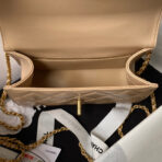 CC MINI 19 FLAP BAG IN DARK BEIGE CALFSKIN GOLD HARDWARE - Image 8