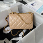 CC MINI 19 FLAP BAG IN DARK BEIGE CALFSKIN GOLD HARDWARE - Image 3