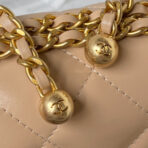 CC MINI 19 FLAP BAG IN DARK BEIGE CALFSKIN GOLD HARDWARE - Image 5