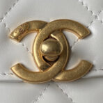 MINI FLAP BAG 19 IN WHITE CALFSKIN WITH DOUBLE GOLD BALL - Image 6