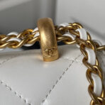 MINI FLAP BAG 19 IN WHITE CALFSKIN WITH DOUBLE GOLD BALL - Image 7