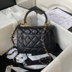 CC SMALL 20 FLAP BAG IN BLACK CALFSKIN WITH CHAIN - Image 3