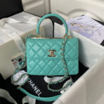 CC SMALL 20 FLAP BAG IN SAPPHIRE BLUE CALFSKIN WITH CHAIN - Image 2