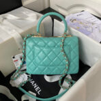 CC SMALL 20 FLAP BAG IN SAPPHIRE BLUE CALFSKIN WITH CHAIN - Image 3