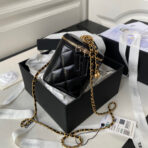 CC VANITY CASE 19 BLACK LAMBSKIN GOLD HARDWARE - Image 7