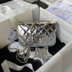 CC MINI 19 FLAP BAG IN SILVER METALLIC CALFSKIN WITH STRAP - Image 2