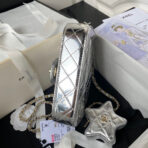 CC MINI 19 FLAP BAG IN SILVER METALLIC CALFSKIN WITH STRAP - Image 9