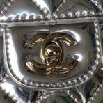 CC MINI 19 FLAP BAG IN SILVER METALLIC CALFSKIN WITH STRAP - Image 4