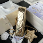 CC MINI 19 FLAP BAG IN GOLDEN METALLIC CALFSKIN WITH STRAP - Image 10