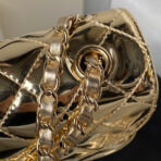 CC MINI 19 FLAP BAG IN GOLDEN METALLIC CALFSKIN WITH STRAP - Image 3