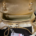 CC MINI 19 FLAP BAG IN GOLDEN METALLIC CALFSKIN WITH STRAP - Image 9