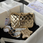 CC MINI 19 FLAP BAG IN GOLDEN METALLIC CALFSKIN WITH STRAP - Image 2