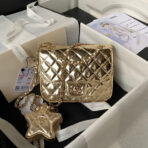 CC 20 FLAP BAG IN GOLDEN METALLIC CALFSKIN WITH STRAP - Image 2