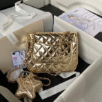 CC 20 FLAP BAG IN GOLDEN METALLIC CALFSKIN WITH STRAP - Image 3