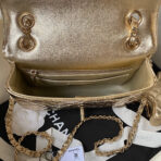 CC 20 FLAP BAG IN GOLDEN METALLIC CALFSKIN WITH STRAP - Image 5