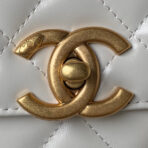 FLAP BAG 22 IN WHITE CALFSKIN WITH DOUBLE GOLD BALL - Image 3