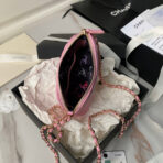CC 16 CLASSIC CLUTCH WITH STRAP BAG IN LIGHT PINK LAMBSKIN - Image 5