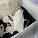 CC 20 CLUTCH BAG IN WHITE CALFSKIN WITH STRAP - Image 7