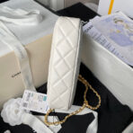 CC 20 CLUTCH BAG IN WHITE CALFSKIN WITH STRAP - Image 10