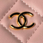 CC 20 CLUTCH BAG IN LIGHT PINK CALFSKIN WITH STRAP - Image 4