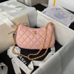 CC 20 CLUTCH BAG IN LIGHT PINK CALFSKIN WITH STRAP - Image 2