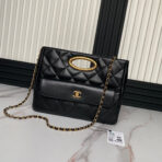 CLUTCH 34 IN BLACK SHEEPSKIN GOLD HARDWARE - Image 2