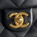 MEDIUM FLAP BAG 26 IN BLACK CALFSKIN GOLD DOUBLE C THICK CHAIN - Image 5