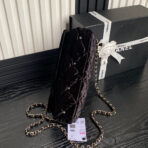 FLAP BAG 23 ATTACHED DIAMOND IN BLACK VELVET GOLD HARDWARE - Image 7