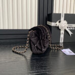 FLAP BAG 23 ATTACHED DIAMOND IN BLACK VELVET GOLD HARDWARE - Image 9