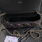 FLAP BAG 23 ATTACHED DIAMOND IN BLACK VELVET GOLD HARDWARE - Image 10