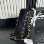 MEDIUM FLAP BAG 26 IN BLACK CALFSKIN GOLD DOUBLE C THICK CHAIN - Image 6