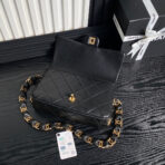 MEDIUM FLAP BAG 26 IN BLACK CALFSKIN GOLD DOUBLE C THICK CHAIN - Image 8