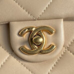 MEDIUM FLAP BAG 26 IN AKAROA BEIGE CALFSKIN GOLD DOUBLE C THICK CHAIN - Image 5