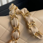 MEDIUM FLAP BAG 26 IN AKAROA BEIGE CALFSKIN GOLD DOUBLE C THICK CHAIN - Image 7