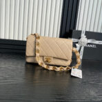 MEDIUM FLAP BAG 26 IN AKAROA BEIGE CALFSKIN GOLD DOUBLE C THICK CHAIN - Image 2