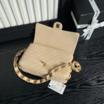 MEDIUM FLAP BAG 26 IN AKAROA BEIGE CALFSKIN GOLD DOUBLE C THICK CHAIN - Image 9