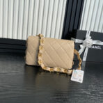 MEDIUM FLAP BAG 26 IN AKAROA BEIGE CALFSKIN GOLD DOUBLE C THICK CHAIN - Image 10