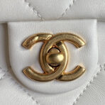 MEDIUM FLAP BAG 26 IN WHITE CALFSKIN GOLD DOUBLE C THICK CHAIN - Image 5