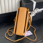 RETRO STYLE FLAP BAG 19 IN RAW SIENNE GRAINED  GOLD HARDWARE - Image 3