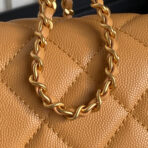RETRO STYLE FLAP BAG 19 IN RAW SIENNE GRAINED  GOLD HARDWARE - Image 8