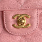 RETRO STYLE FLAP BAG 19 IN LGHT PINK GRAINED  GOLD HARDWARE - Image 7